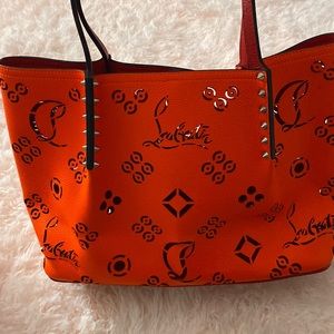Christian Louboutin bag, like NEW!! Black light type orange! Sexy tote purse